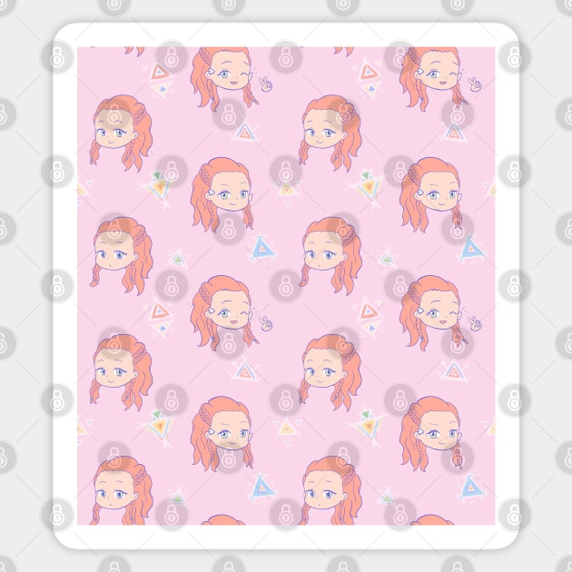 Chibi Aloy pattern (pink) Sticker by Silveretta